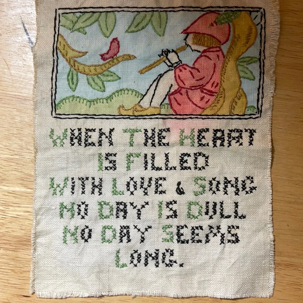 Handmade vintage cross stitch tapestry not framed
